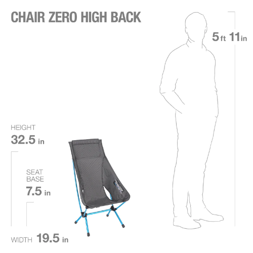 HELINOX CHAIR ZERO HIGH-BACK BLACK/F14 CYAN BLUE 10559