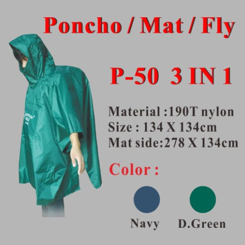MOUNTAIN WOLF P-50 3IN1 PONCHO/MAT/FLY 斗蓬/地墊/天幕