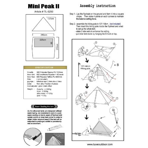 LUXE MINI PEAK II 1人營幕連柱