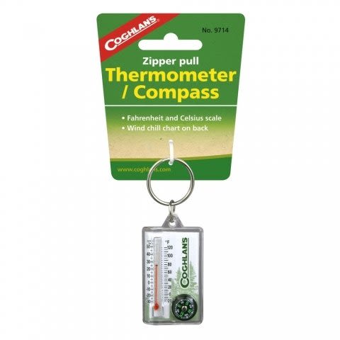COGHLAN'S ZIPPER PULL THERMOMETER WITH COMPASS 9714